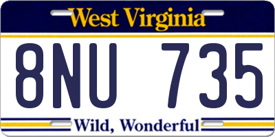 WV license plate 8NU735