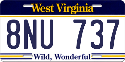 WV license plate 8NU737