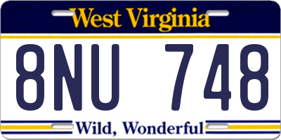 WV license plate 8NU748