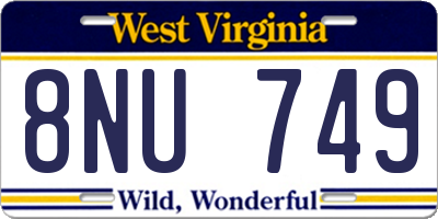 WV license plate 8NU749