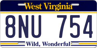 WV license plate 8NU754