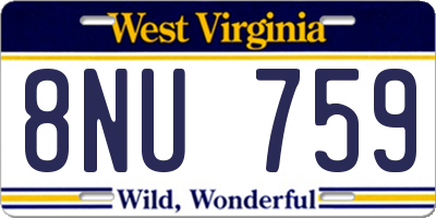WV license plate 8NU759