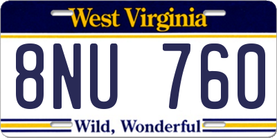 WV license plate 8NU760