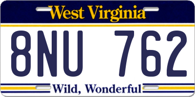 WV license plate 8NU762