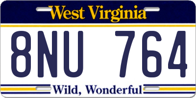 WV license plate 8NU764