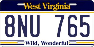 WV license plate 8NU765