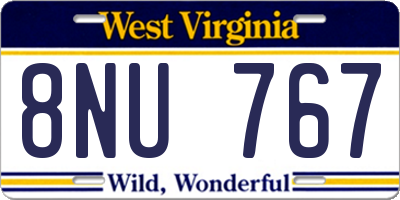 WV license plate 8NU767