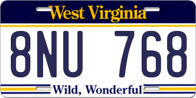 WV license plate 8NU768
