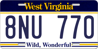 WV license plate 8NU770