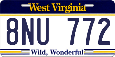 WV license plate 8NU772
