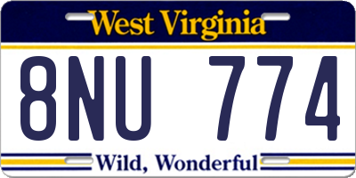 WV license plate 8NU774