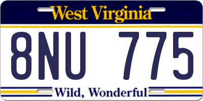 WV license plate 8NU775