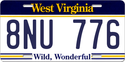 WV license plate 8NU776