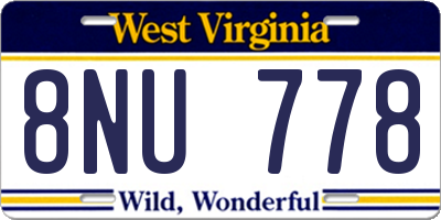 WV license plate 8NU778