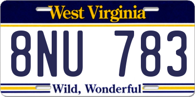 WV license plate 8NU783