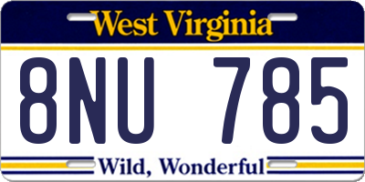 WV license plate 8NU785