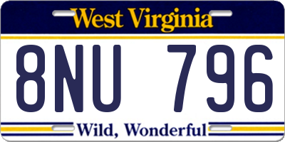 WV license plate 8NU796
