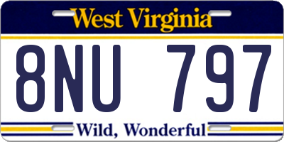 WV license plate 8NU797
