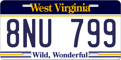 WV license plate 8NU799