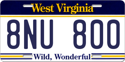 WV license plate 8NU800