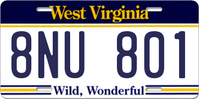 WV license plate 8NU801