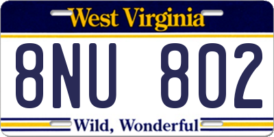 WV license plate 8NU802