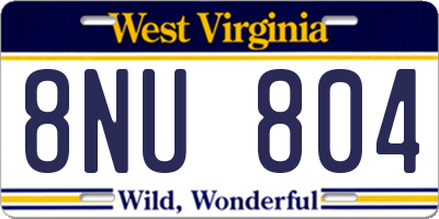 WV license plate 8NU804