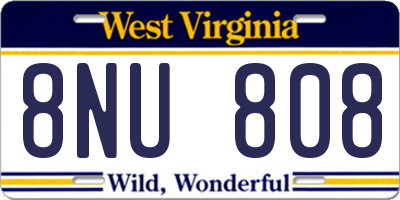 WV license plate 8NU808
