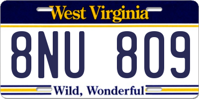 WV license plate 8NU809