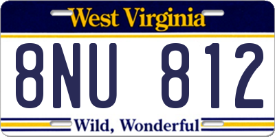 WV license plate 8NU812