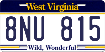 WV license plate 8NU815