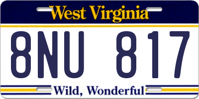 WV license plate 8NU817