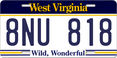 WV license plate 8NU818