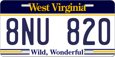WV license plate 8NU820
