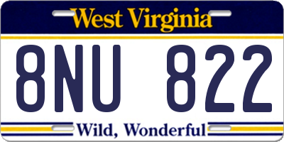 WV license plate 8NU822
