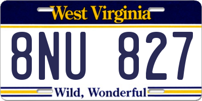 WV license plate 8NU827