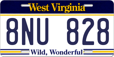 WV license plate 8NU828