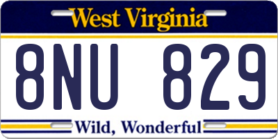 WV license plate 8NU829