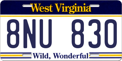 WV license plate 8NU830