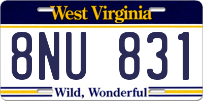 WV license plate 8NU831