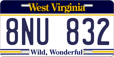 WV license plate 8NU832