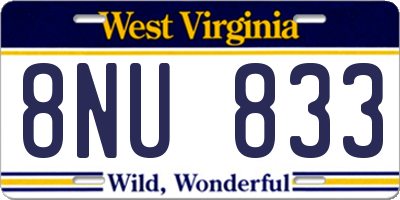 WV license plate 8NU833