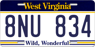 WV license plate 8NU834