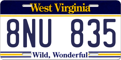 WV license plate 8NU835