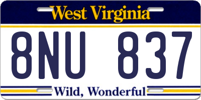 WV license plate 8NU837