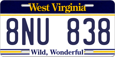 WV license plate 8NU838