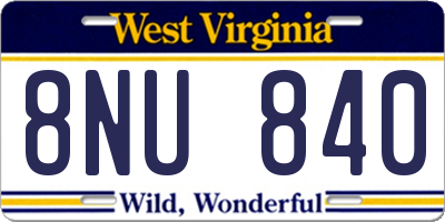 WV license plate 8NU840
