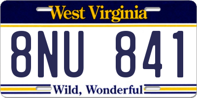 WV license plate 8NU841