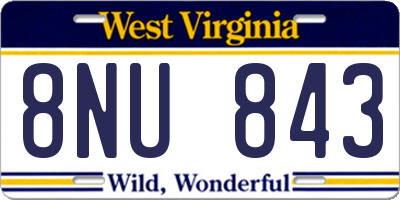 WV license plate 8NU843