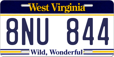 WV license plate 8NU844